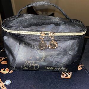 Hello Kitty Mesh Black With Gold Hardware Cosmetic Bag